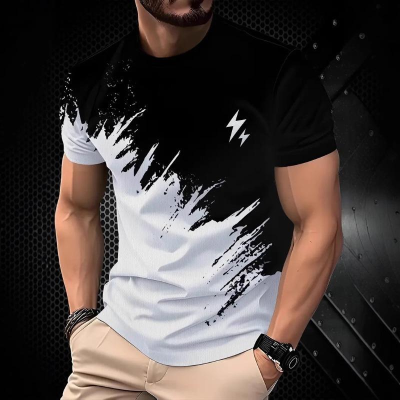 Мужская 3D-печатная футболка, дышащий, быстросохнущий спортивный топ, с коротким рукавом, круглым вырезом, пуловер, повседневный топ