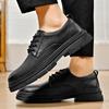 Fashion Men Leather Oxfords New Arrival Chunky Heel Breathable Business Casual Shoe Non-Slip Rubber Sole Durable All-Season Formal Shoes