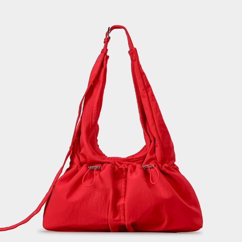 Large Capacity Nylon Shoulder Bag Women - Casual Water Style Crossbody With Drawstring Zippered Pockets