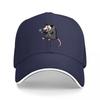 Cute Opossum Holding Flower Black Baseball Cap with White Trim Fun Animal Design for Casual Wear and Outdoor Activities