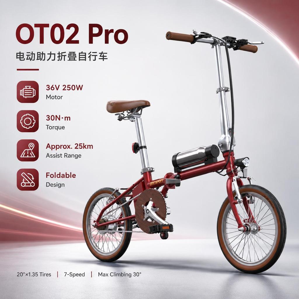 ONESPORT OT02 Pro 250W36V5.2Ah Battery 25km Range Torque Sensor Fenders & LCD Display