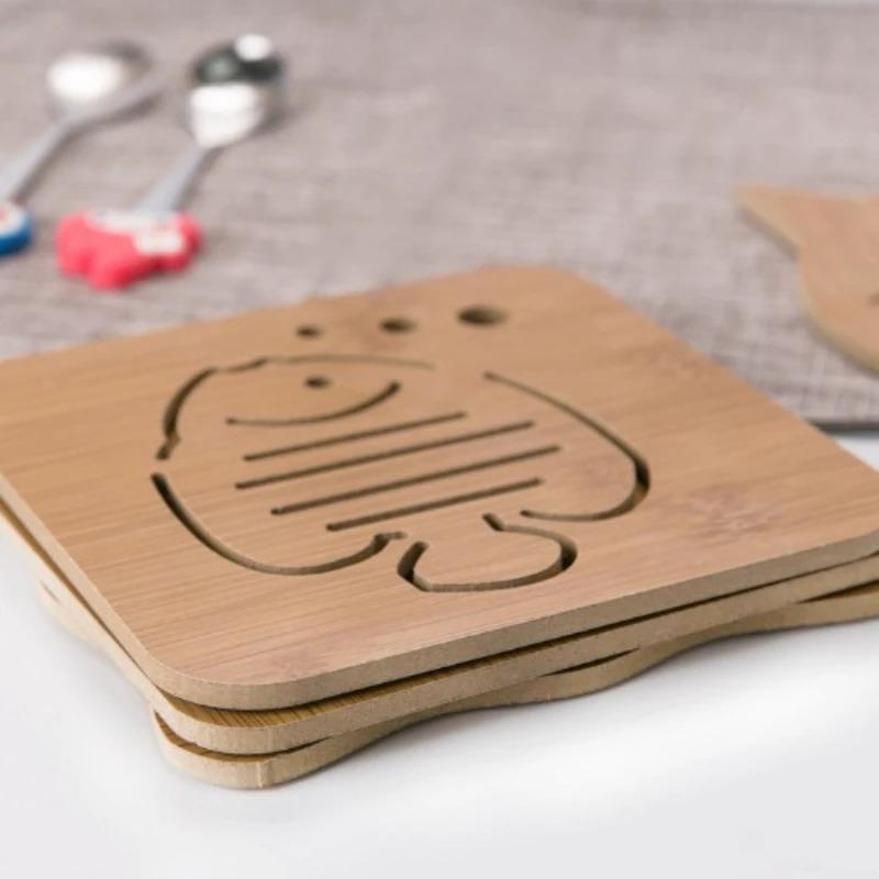 Подставка под стакан 1шт теплоизоляция Противоскользящий коврик Утолщенный коврик для полой кастрюли Коврик для тарелок Кухонный бамбук