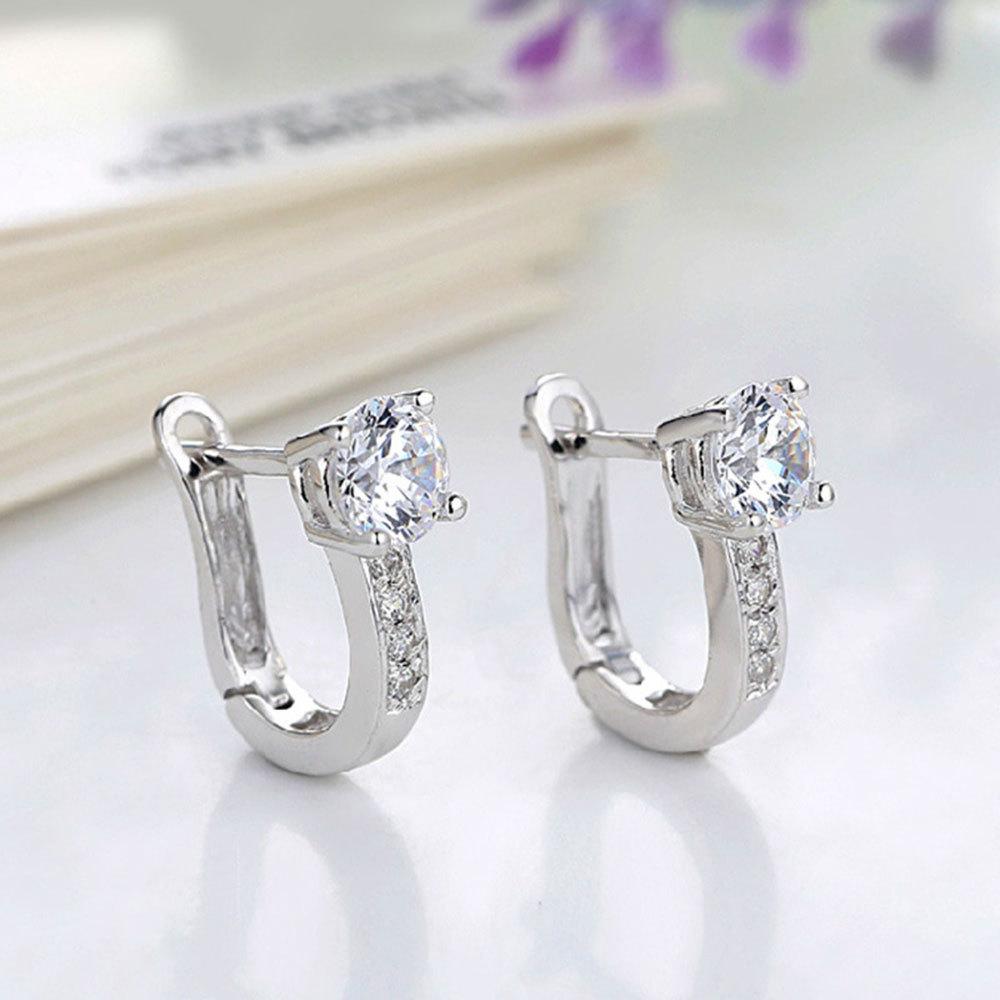 925 Sterling Silver Simple Luxury Sparkling Zircon Earrings for Women Wedding Party Gifts Charm Jewelry
