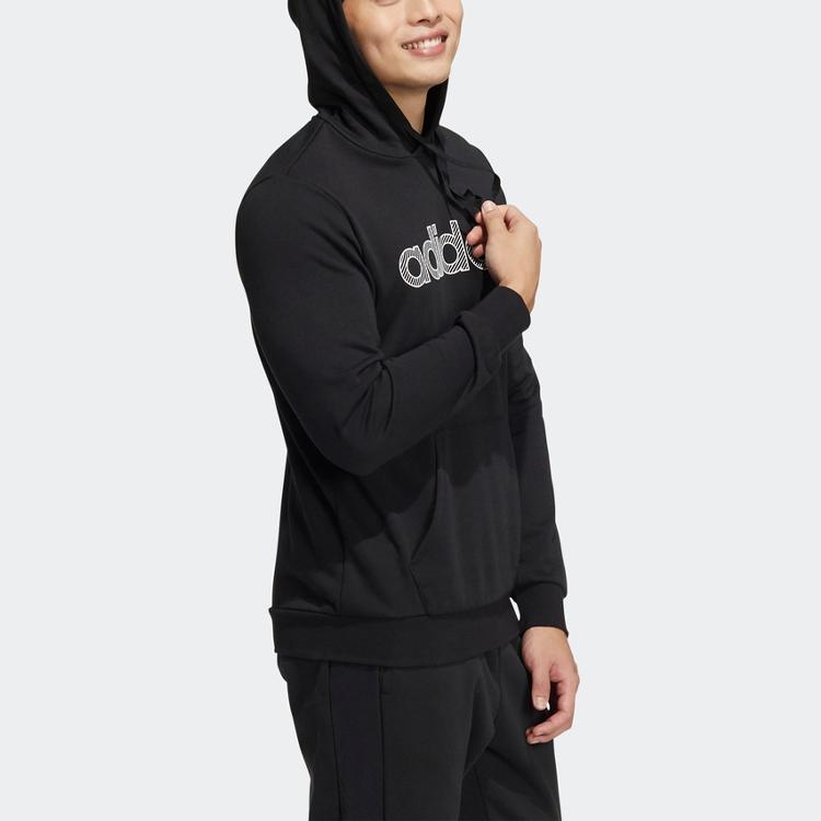 adidas Нео-алфавитный принт на шнурке, спортивная повседневная толстовка с капюшоном, мужские топы, черные HD4688