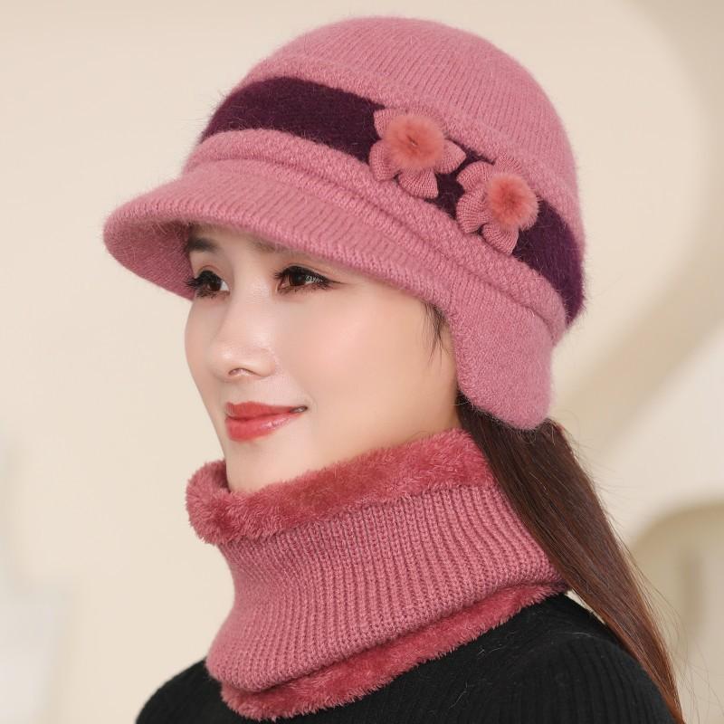Женская теплая и пушистая шапка-бини с бантом на осень и зиму, модная и универсальная вязаная защитная шапка для ушей для мам и бабушек