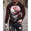 3D Skull Printed Top Fashionable Casual Long Sleeved Men's T-shirts - Soft Medium Stretch Polyester Fabric Spring and Autumn Relaxed Fit Clothing