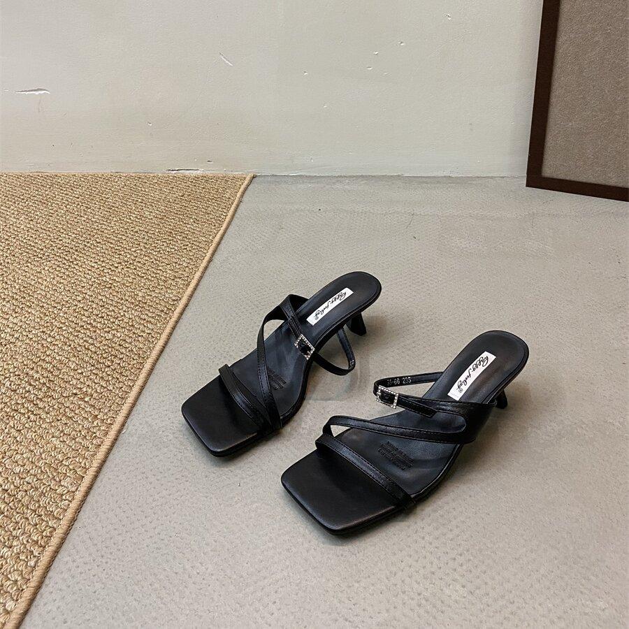 Мода Bailamos 2025 Лето Новинка Бренд Женские Шлепанцы Мода Открытый Носок Слипоны Слайды Женские Элегантные Тонкий Высокий Каблук Туфли-лодочки Слайды Му