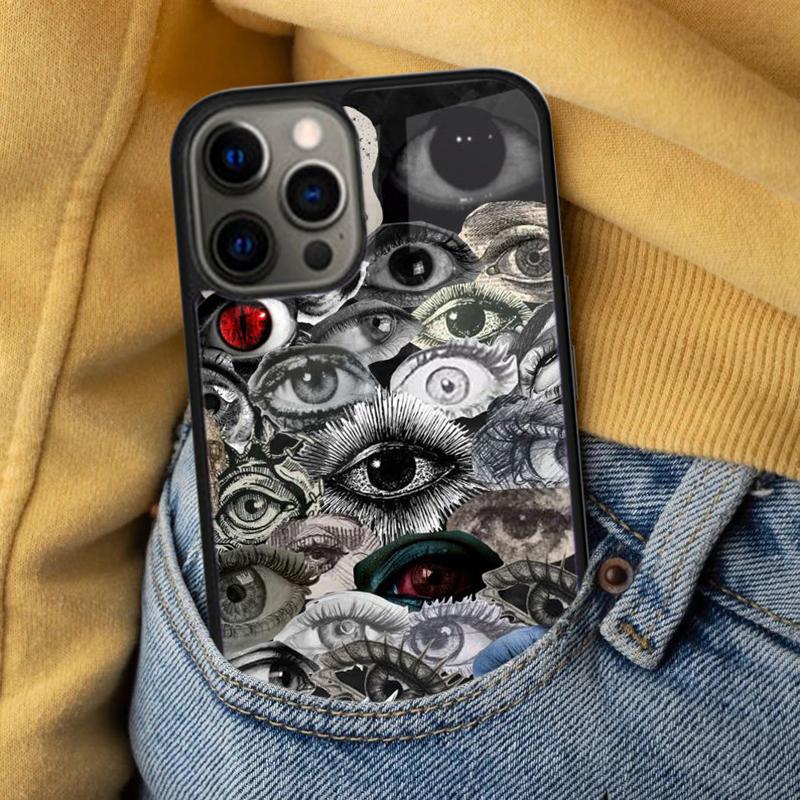 Eye Illustration Soft Phone Case for iPhone 17 Air 16e Pro max 15 Pro 13 14 Plus 11 12 MagSafe Magnetic Coque