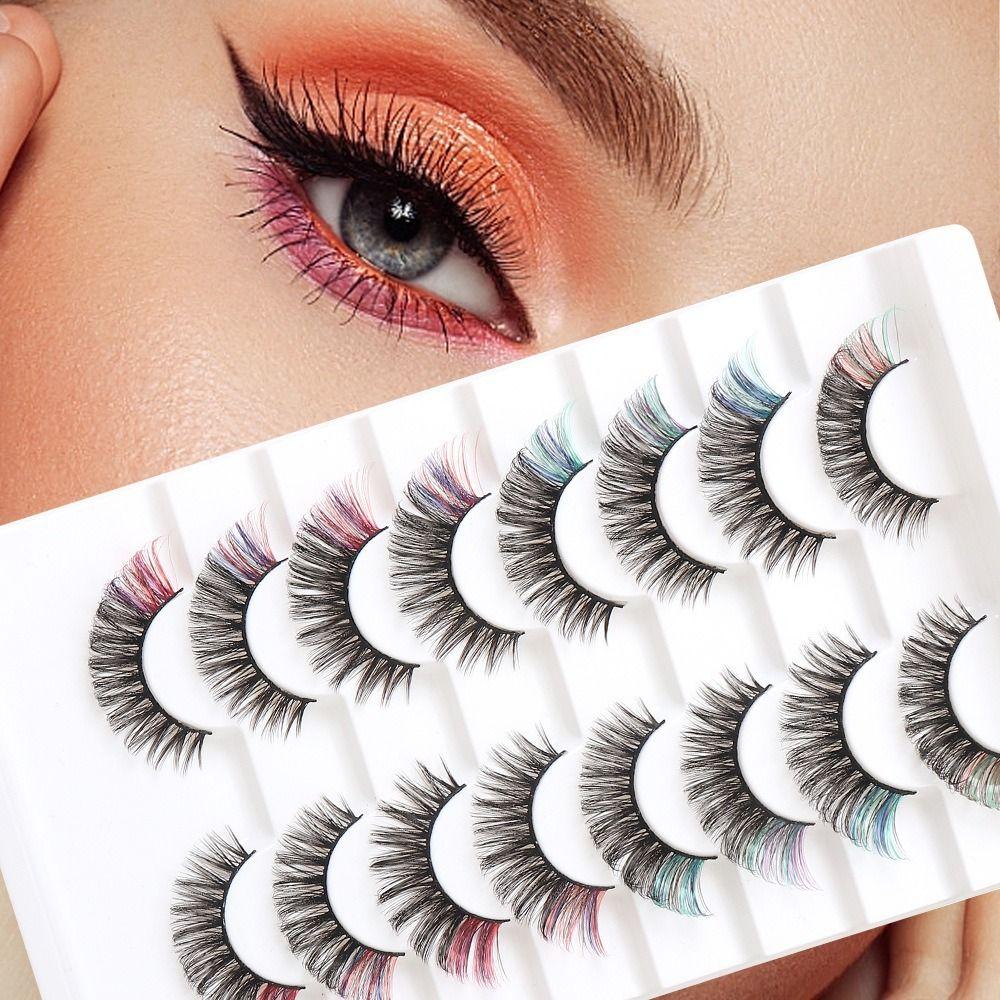 8 пар цветных ресниц яркие цвета 3D завитые накладные ресницы принадлежности для макияжа