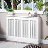 Modern and Elegant Slatted Radiator Cover for the Home, in MDF and Steel, 120x18x84cm, White