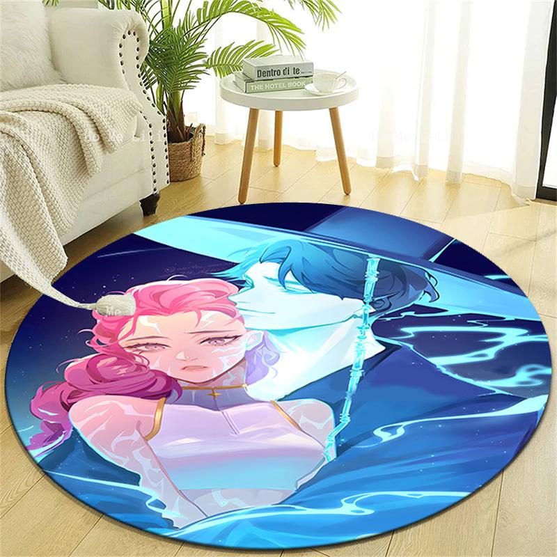 1pc KPop Demon Hunters RUMI8 Design Printed Area Round Carpet for Bedroom Living Room Home Decor Rugs Mat Non Slip Mat Rug for Bedside