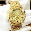 Bling Iced Out Watch Gold Color Men Hip Hop Watches Luxury Waterproof Wristwatch Gifts