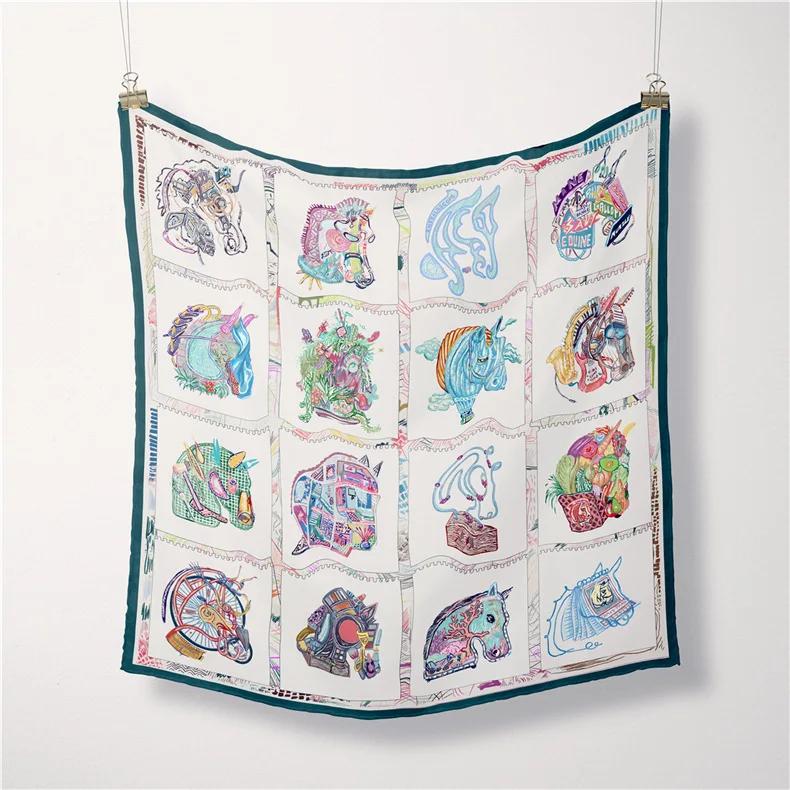 Luxury Print Silk Square Scarf Women Spring Neck Tie Shawl Wraps Female 53cm Hair Hand Wrist Headkercheif Hijab Bandana