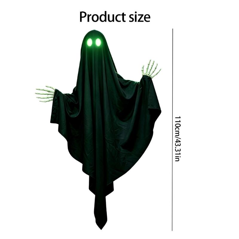 Halloween Yard Display Specters Decoration with Black Fabric Form for Porch Scenes, Wall Placement, Ceiling Styling, and Party Entry Use