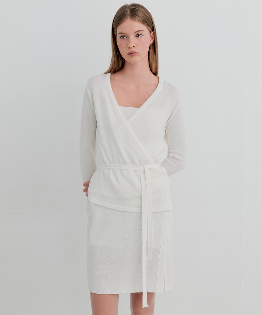 Itove Seoul Boucle Cotton Layered Skirt Ivory