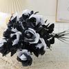 12 шт. Искусственные цветы черной розы в темном готическом стиле, букет для свадьбы, девичника, домашнего декора, подарок на День святого Валентина
