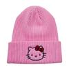 Полосатая вязаная акриловая шапка унисекс Hello Kitty, теплая осенне-зимняя, набор шапок для пары NICEFIER Кот Kt 56-58 см