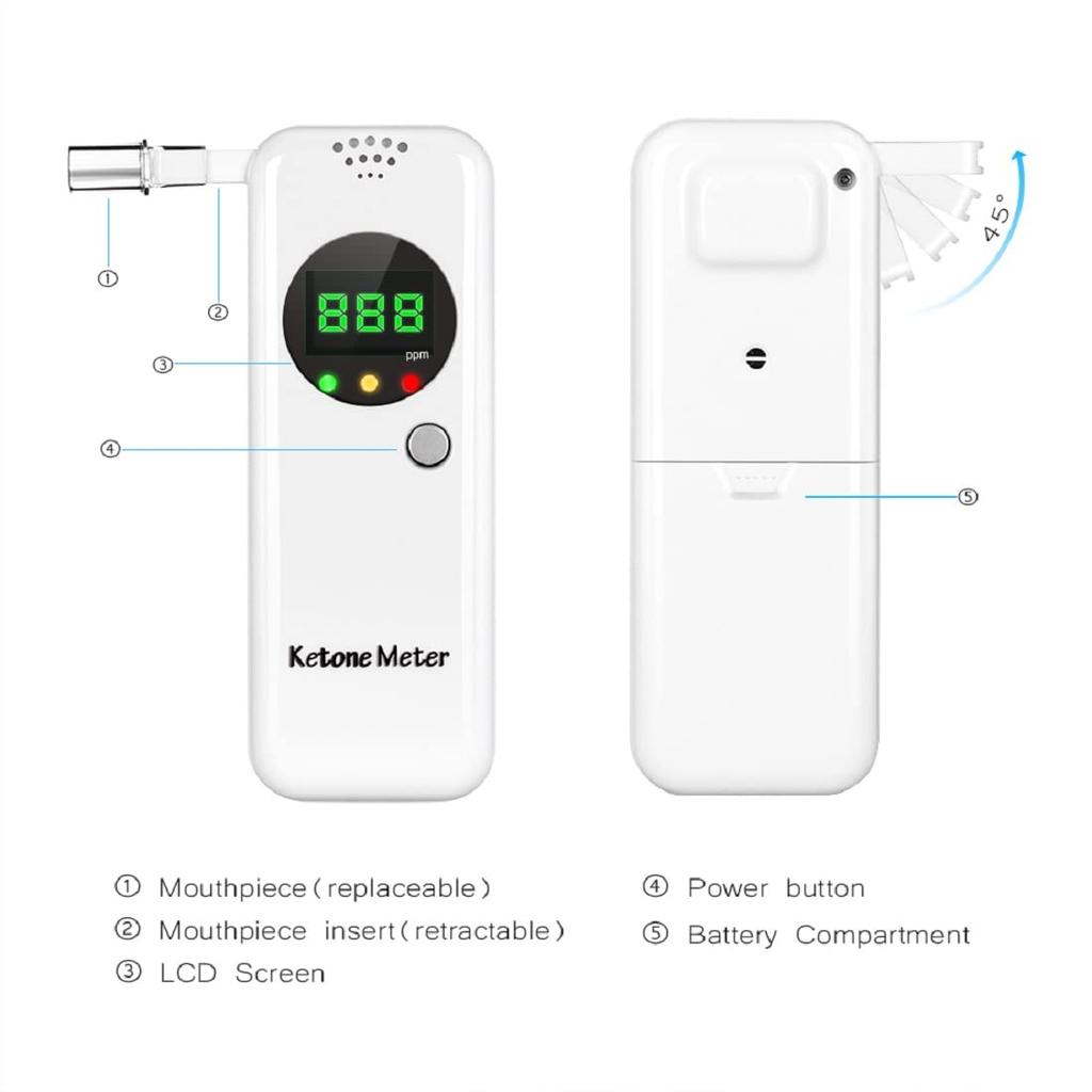 Ketone Meter Ketosis Breath Digital Ketone Portable Ketone Breath Ketone Tester with 10 Mouthpieces Meter, Tester, Meter, Meter,