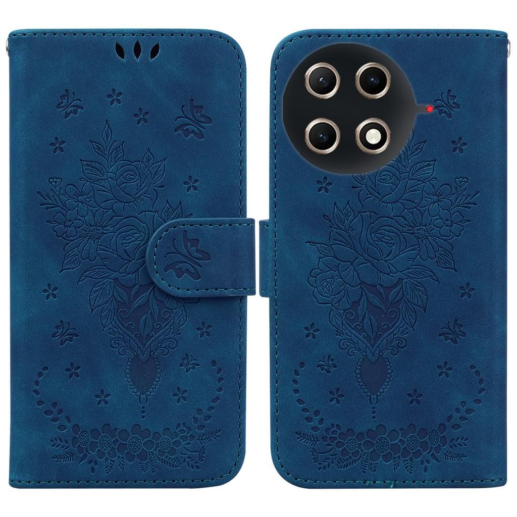 For TECNO Camon 30S 4G/30S Pro 4G Case Butterfly Flower Imprint PU Leather Wallet Phone Cover with Strap