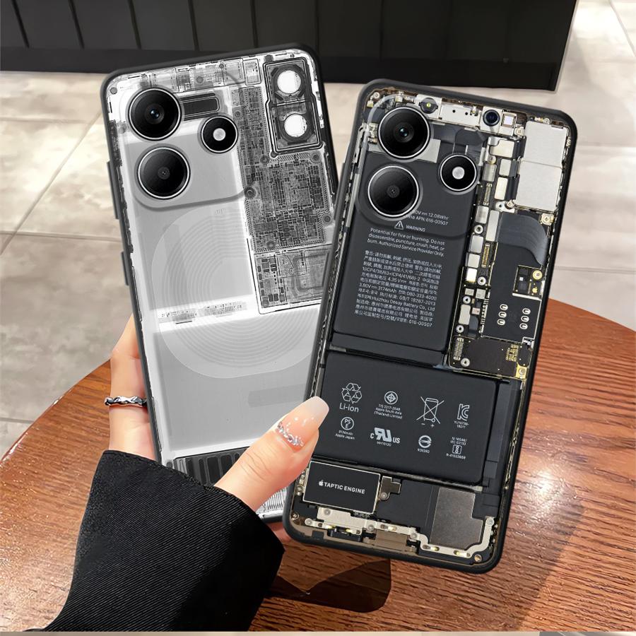 Чехол для Xiaomi Poco C51 M3 M4 Pro F3 F4 F5 X3 X4 X5 C65 M5 C50 Мягкая задняя крышка телефона Классическая печатная плата материнской платы