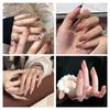24pcs/set Nude Fake Nails Long French Almond Coffin Tips Pink Ongles Winter On Faux Press Nail I2G1