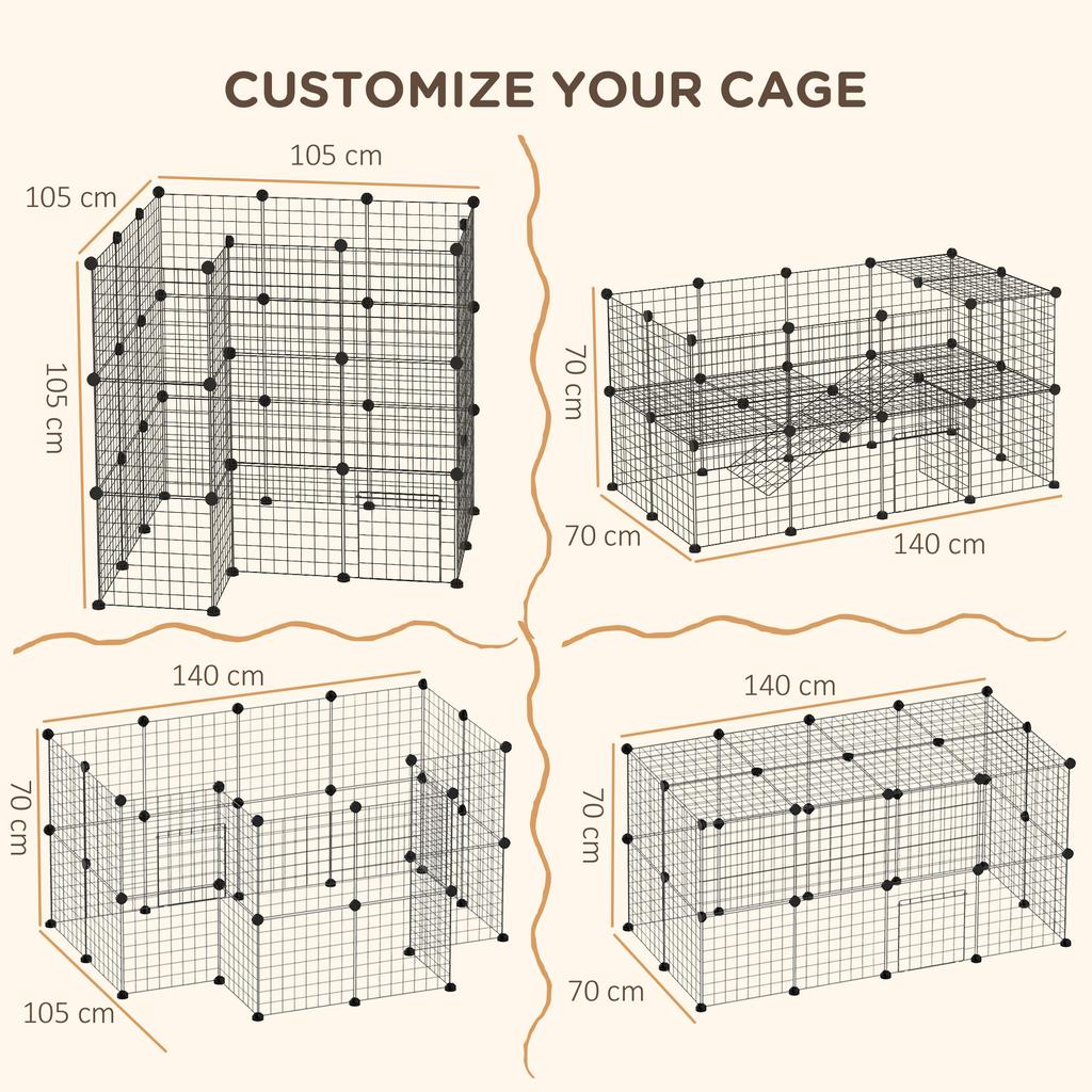DIY Pet Playpen Metal Wire Fence Indoor Outdoor Rabbit Small Animals Cage 36 Panel Enclosure Black