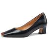 Women Pumps Natural Leather Shoes Plus Size 22-26.5 Cm Length Cowhide Upper Square Head Stitching Fashion Casual Womans Shoes