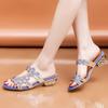 Шлепанцы на высоком каблуке с кристаллами, женская обувь, 2024 г., сандалии с открытым носком, роскошные шлепанцы, новые летние туфли-лодочки с открытой пяткой, женские шлепанцы