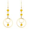 [Q2534] - Designer Steel Earrings 'Boho' Golden Yellow - 40x20 Mm