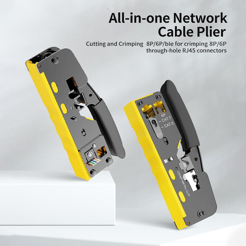 Проходной обжимной инструмент для кабеля Cat7 Cat6 Cat6A Cat5 Cat5E Инструмент для зачистки и обжима С 8P/6P Ethernet-коннекторами