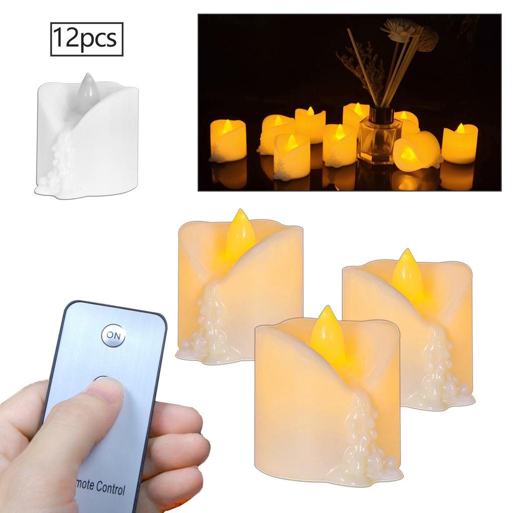 12 шт., имитация плавления чая, восковые свечи, лампы с дистанционным управлением, украшение для рождественской вечеринки, электронные
