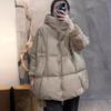 High-end down jacket women's new loose large size thickened hooded white duck down medium and long thermal jacket