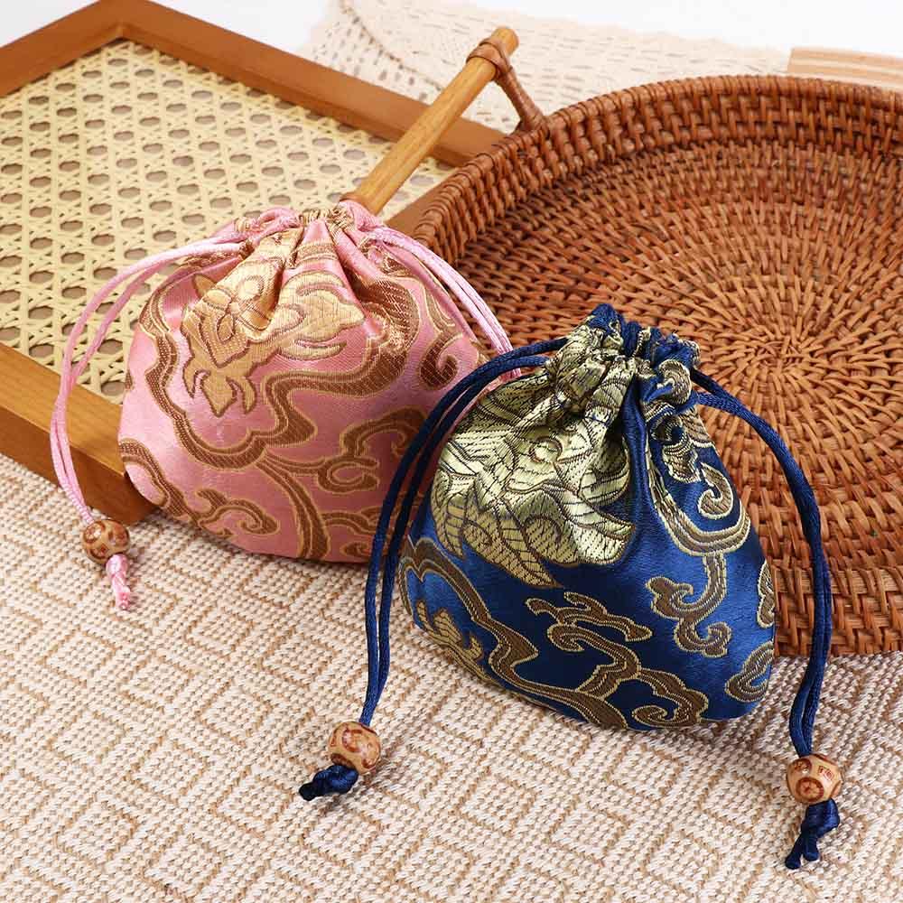 Jewelry Packing Bag Embroidery Flower Drawstring Bag Floral Festive Sugar Bag Festival