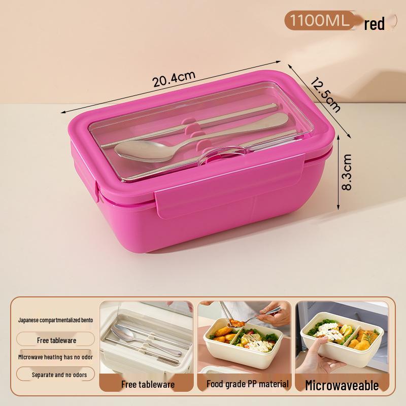 Microwaveable Japanese Bento Box for Office & Students - Fresh-Keeping, With Spoon & Chopsticks, Convenient Compartmented Lunch Box