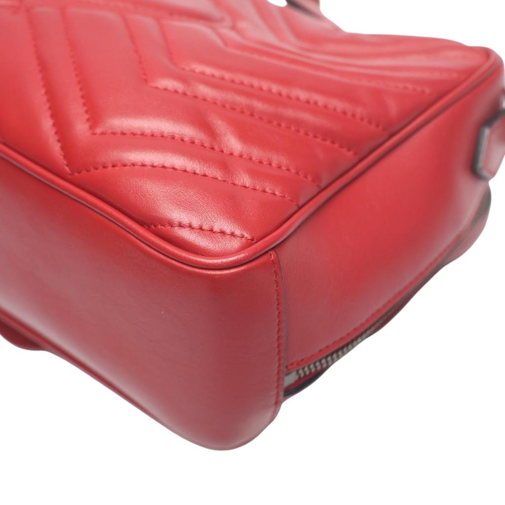 GUCCI GG Marmont cross body sling bag Cowhide Red Women 498100 Used