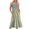 Женское длинное пляжное повседневное элегантное платье макси на тонких бретельках в полоску, сдержанное струящееся платье в стиле бохо