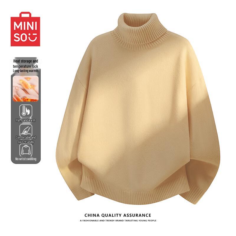 Мужской зимний свитер с высоким воротником на флисовой подкладке MINISO
