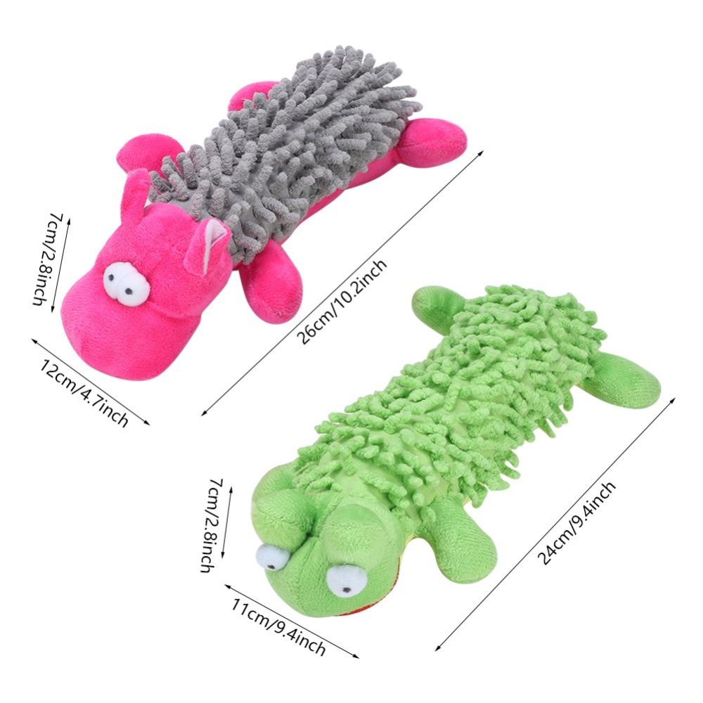 2 pcs Hippo Shape Squeaky Dog Toy Mop Fleece Interactive Dog Toy Dog Plush Toy Teeth Grinding
