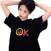 Pure cotton American retro high street black short-sleeved t-shirt women's new summer design loose large size half-sleeved top