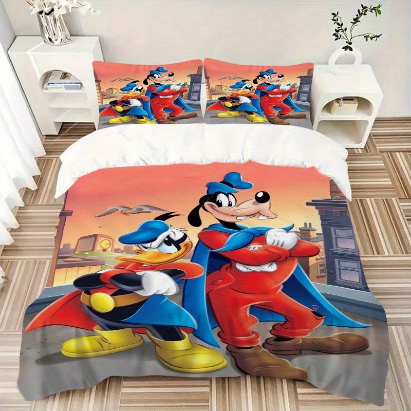 3pcs Goofy & Donald Duck Superhero Cape Quilt Set - Soft and Comfortable Bedroom, Guest Room and Dorm Decor Bedding Set 1 Quilt Cover + 2 Pillowc