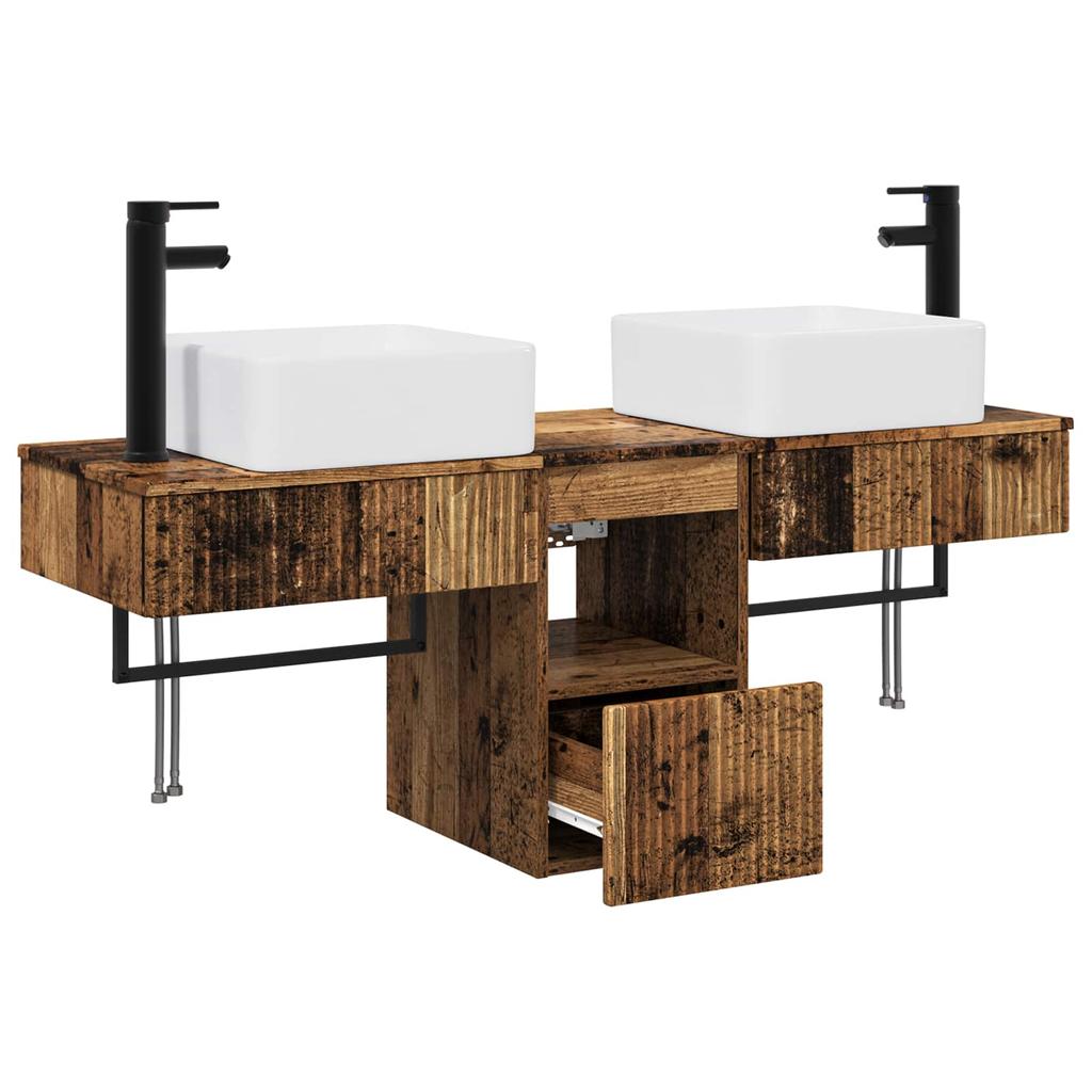 Bathroom Cabinet Set 3 pcs Reclaimed Wood 136 x 35 x 80 cm