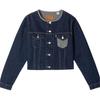 Levis Удобная Минималистичная Джинсовая Куртка Шорты в Стиле Колорблок с Одной Пуговицей и Круглым Вырезом Длинные Рукава Женские куртки 0052H-0001