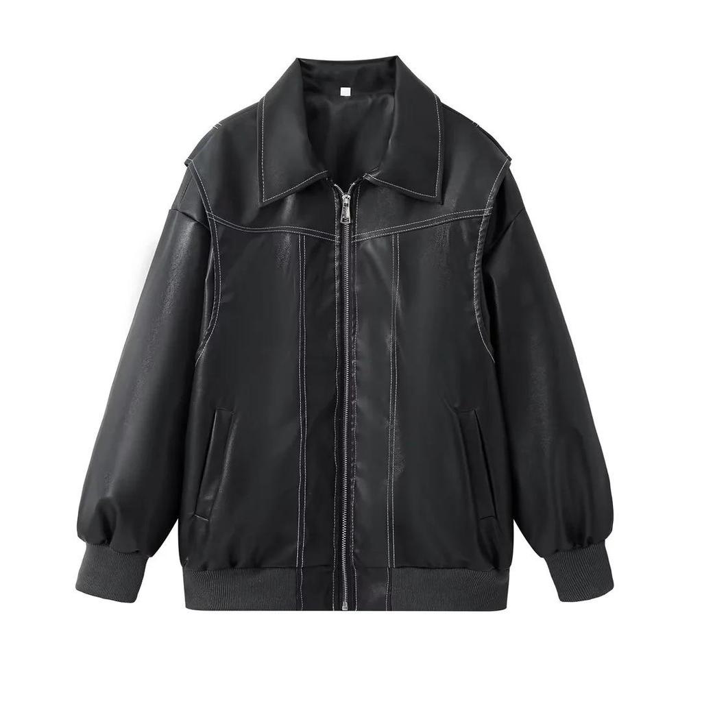 Кожаные куртки Женская уличная одежда Jaqueta Feminina Ins Верхняя одежда Casaco Feminino Vermelho Couro Пальто черного цвета