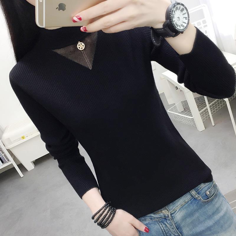 Pofulove женский полуводолазный свитер, рубашка с длинным рукавом, осенне-зимний пуловер, тонкий облегающий