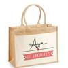 Sac De Plage - PLANETEE - Jute Avec Poche Aya En Vacances - Coton Imprimé En France - 43x33 Cm - Anses Bandoulière