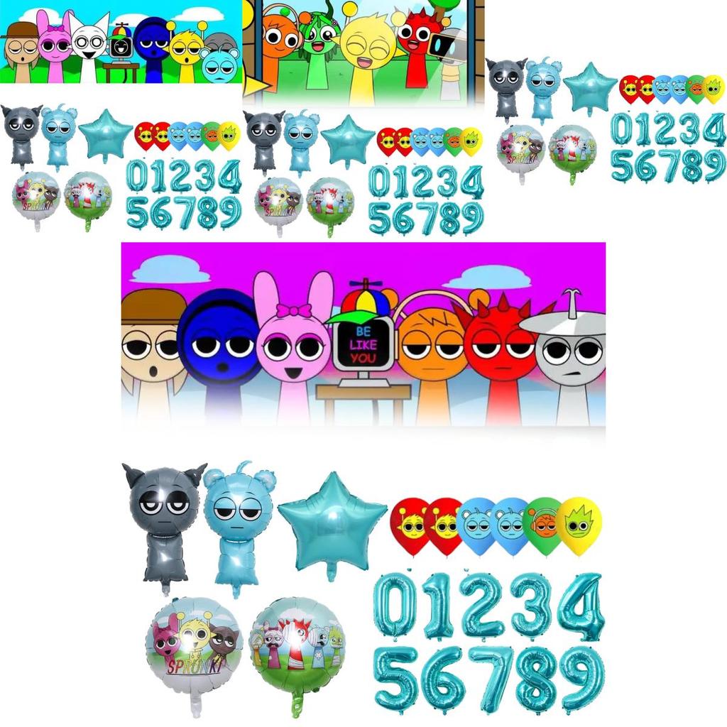 Шарики Sprunki для украшения дня рождения с мультяшными фигурками для детских мероприятий