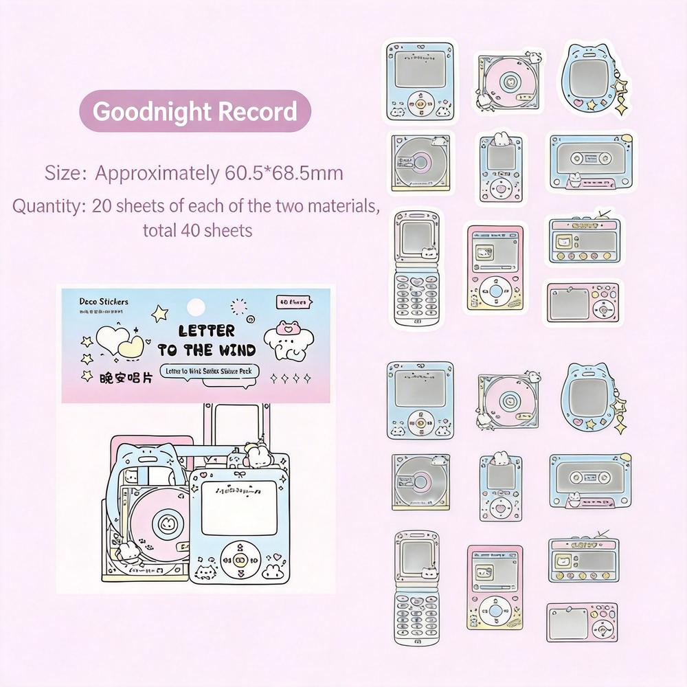40 Sheets Retro Game Console Stickers Kawaii Tamagotchi Shape Paper PET Sticker Pack for DIY Scrapbooking Journal Planner Decor