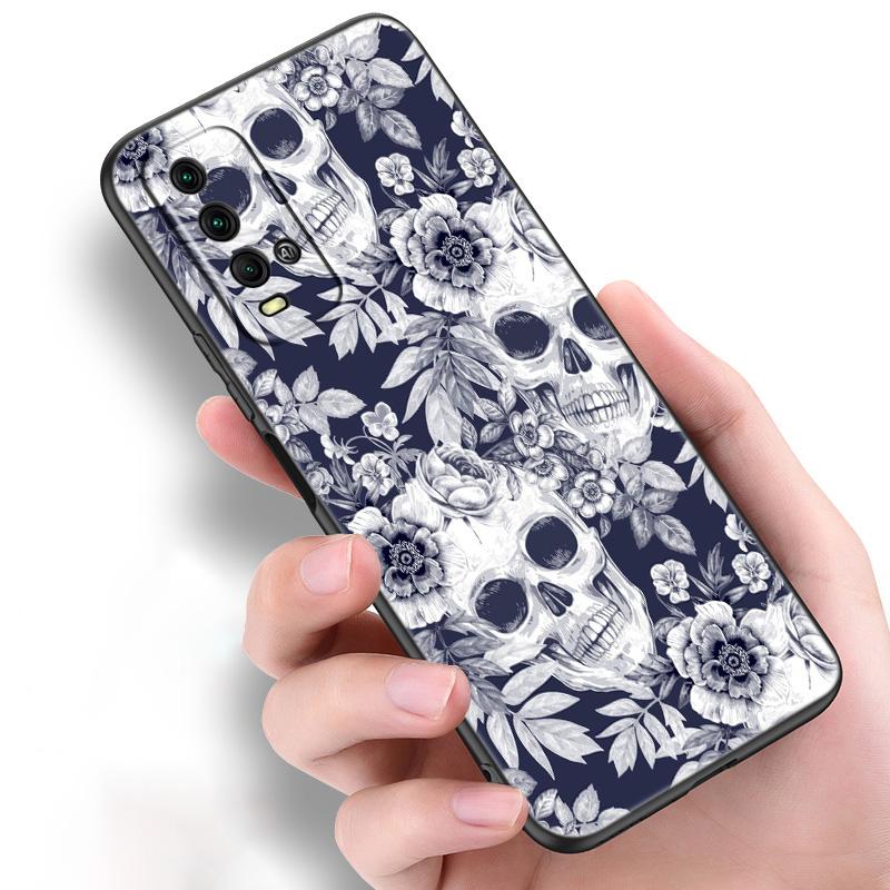 Rock And Roll Cool Skull Silicone Phone Case For Xiaomi Redmi Note 11 10 9 8 Pro 11T 10T 10S 9S 8T 9 9A 9C 9T Black Cover Coque