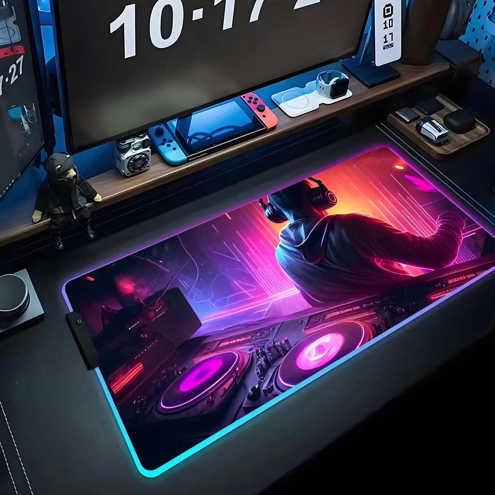 Коврик для мыши DJ RGB Игровой коврик для мыши Большой светодиодный коврик Настольный коврик для ПК Светящийся коврик для мыши Большие коврики для клавиатуры Настольный ковер с подсветкой
