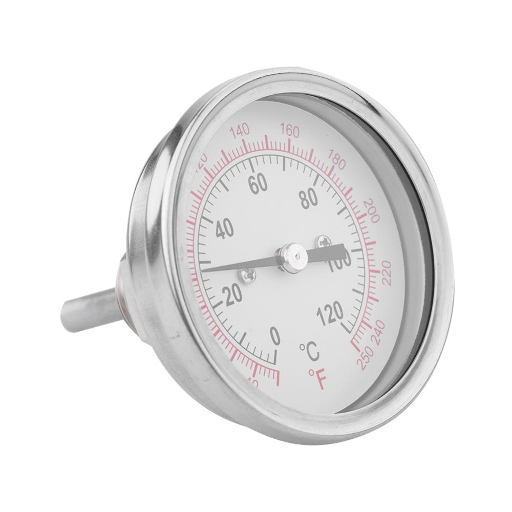 Термометр для духовки из нержавеющей стали Серебристый Двойная шкала Термометр для мяса Аналоговый циферблат Прочный биметаллический термометр Для дома Ресторана